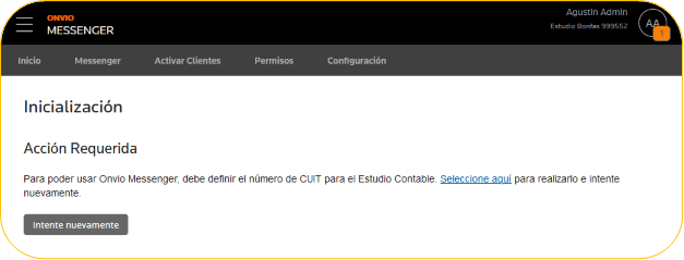 Inicializar sin CUIT