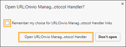 Message du gestionnaire du protocole Onvio/Chrome